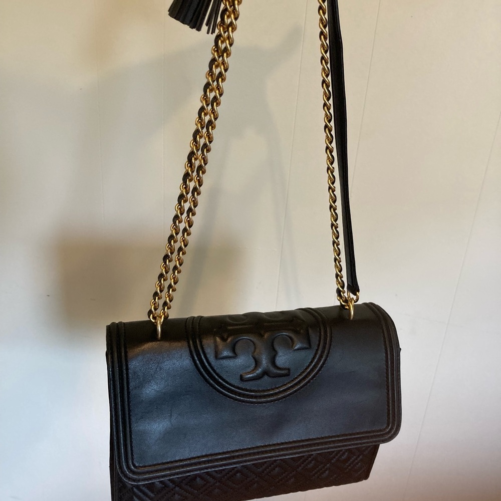 Tory Burch Fleming Convertible Shoulder Bag - Black Leather - Picture 3 of 14